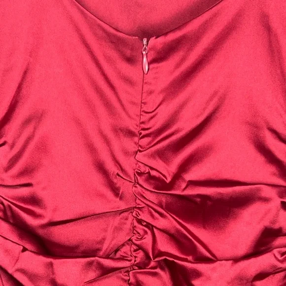 NWT Revolve’s More To Come Blaire Mini Dress Ruched Puff Sleeve Satin Red Sz S - Picture 9 of 9